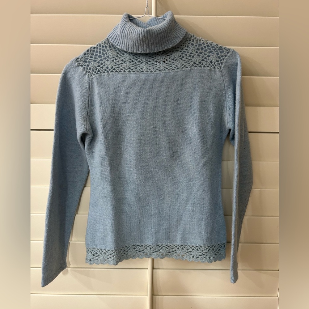 Vintage Baby Blue Hysteria Angora & Wool Blend Turtleneck Sweater Mexico M